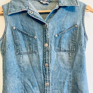 VTG Denim Sleeveless Button-Down Dress